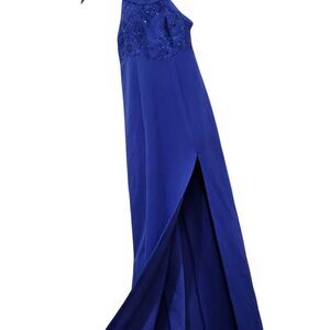 Speechless Women Maxi Dress Size 3 Blue Royal Color Sleeveless Sequins Open Leg